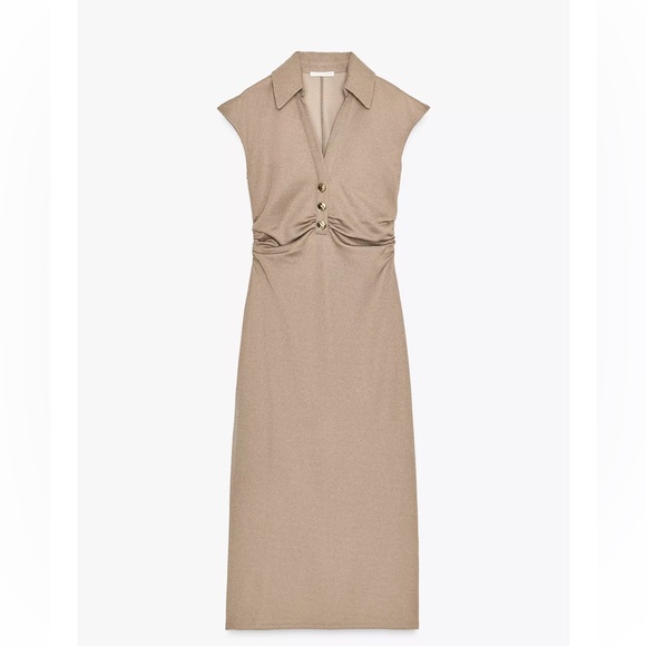 Zara Elegant Tan Midi Dress - Picture 7 of 11